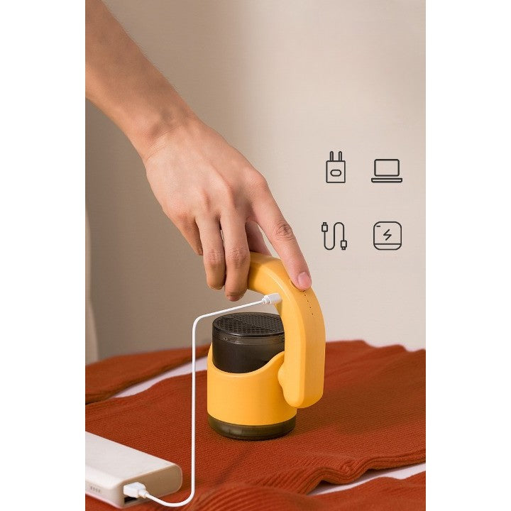 Aparat Pentru Curatat Scame, Par Si Praf, Flippy, cu LED, Pentru Diferite Tipuri De Material, Cu Lame Din Otel Inoxidabil, Compartiment de Depozitare, Maner Reglabil, 11x10.5x8.7 cm, Galben-5