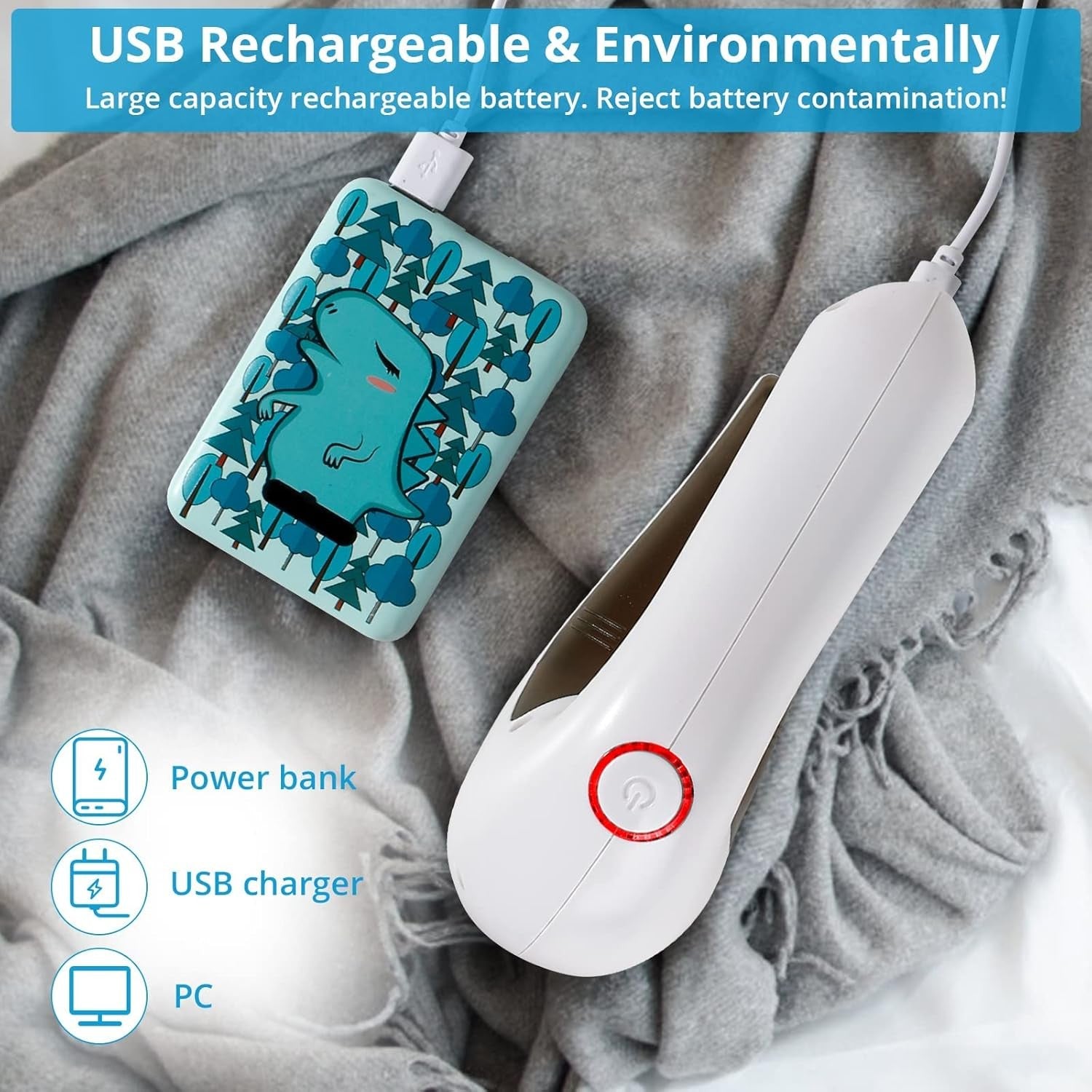 Aparat Pentru Curatat Scame, Par Si Praf, Flippy, Trimmer pentru Diferite Tipuri De Material, Cu Lame Din Otel Inoxidabil, Maner Ergonomic, Incarcare Prin USB, 15x6x9 cm, Alb-11