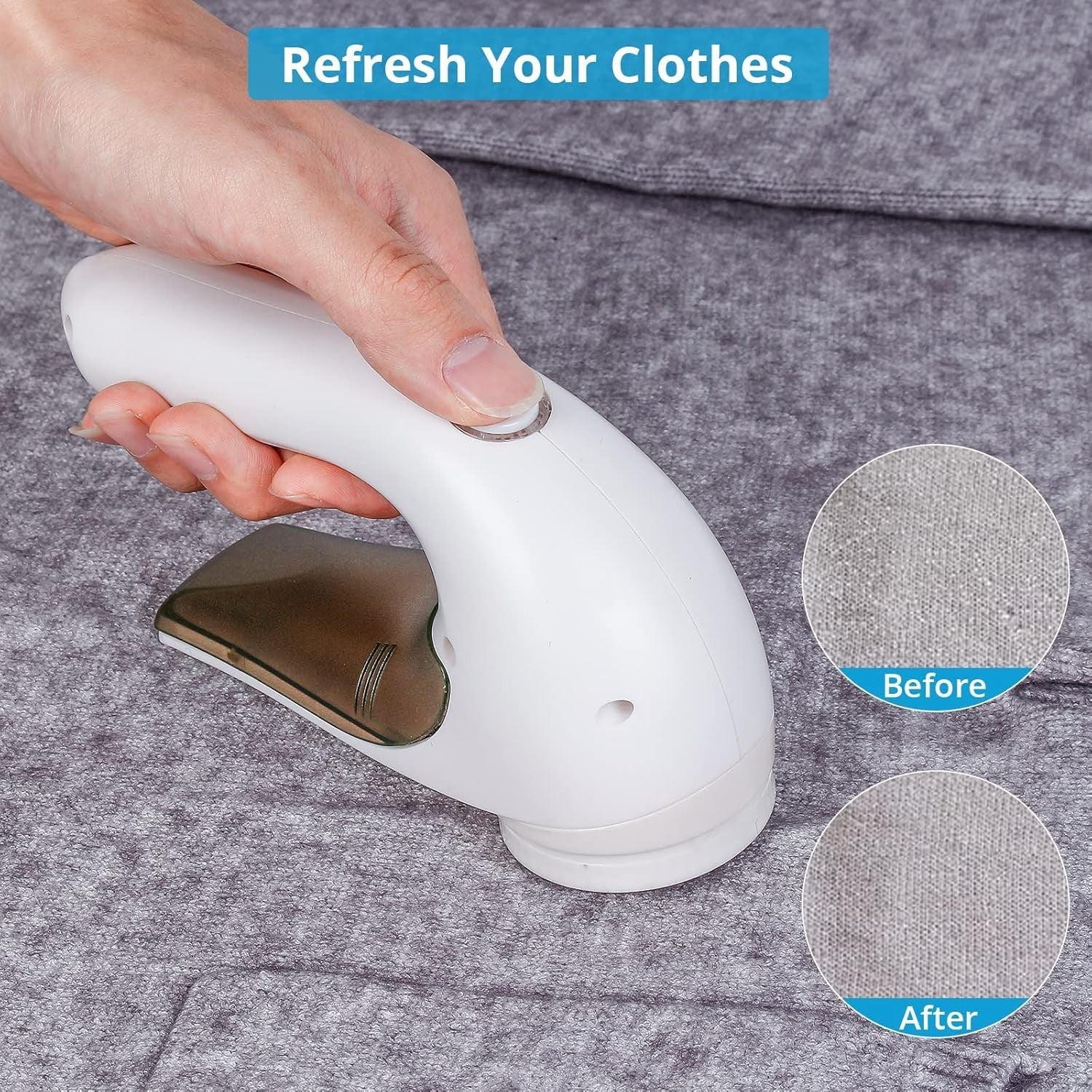 Aparat Pentru Curatat Scame, Par Si Praf, Flippy, Trimmer pentru Diferite Tipuri De Material, Cu Lame Din Otel Inoxidabil, Maner Ergonomic, Incarcare Prin USB, 15x6x9 cm, Alb-12