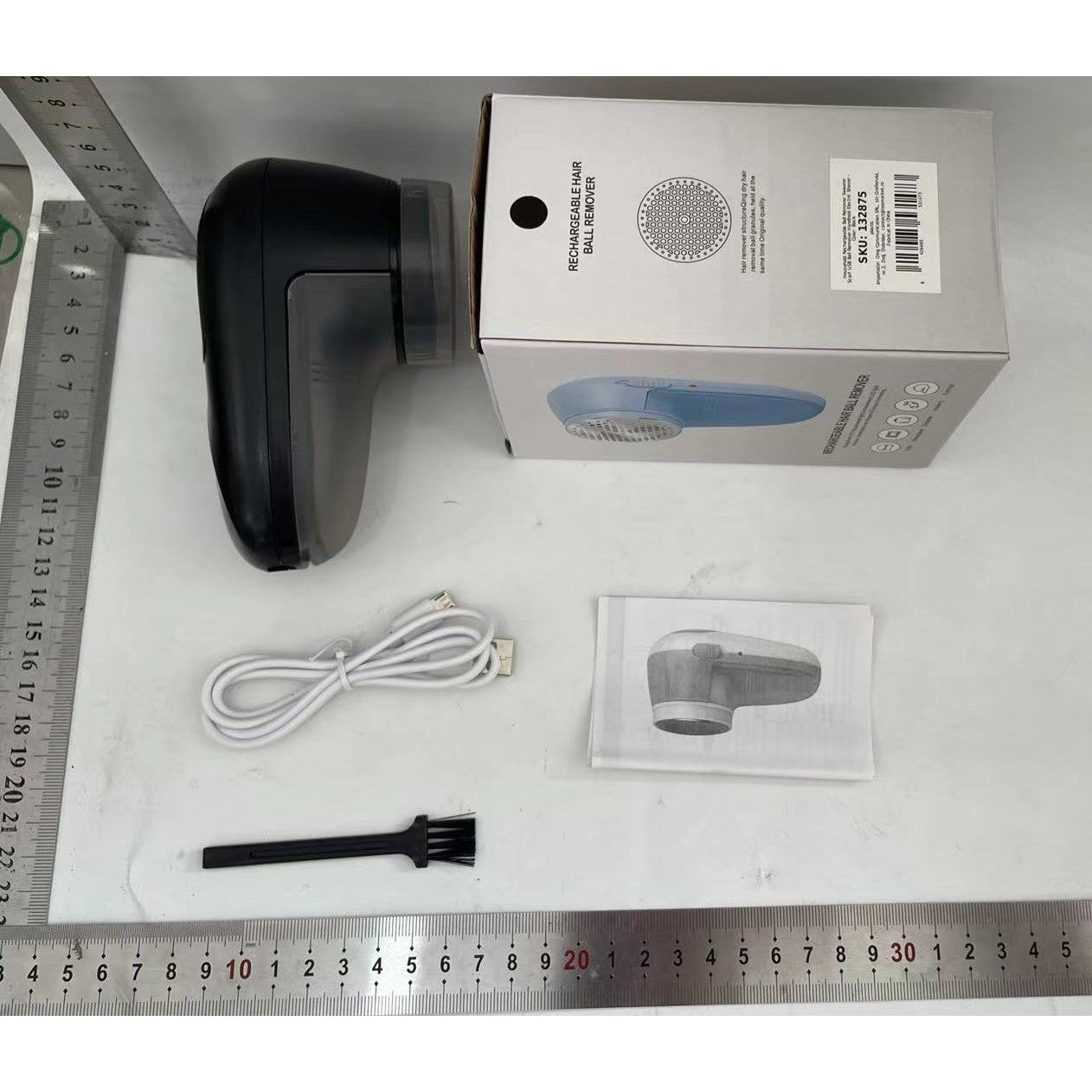 Aparat Scame si Par Haine, Flippy, Electric, USB inclus, Periuta Curatare, pentru Diferite Tesaturi, 13 x 6.8 x 5.8 cm, Negru-1