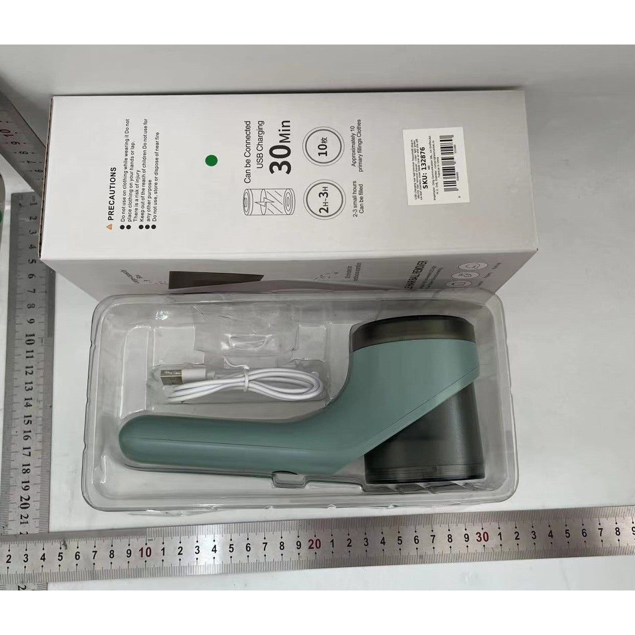 Aparat Scame si Par Haine, Flippy, Electric, USB inclus, Periuta Curatare, pentru Diferite Tesaturi, 3 Trepte, 20.5 x 8.8 x 7 cm, Verde-1