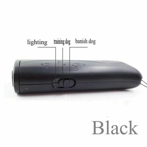Aparat impotriva cainilor agresivi si pentru dresaj cu ultrasunete negru, functie de lanterna, acumulator inclus