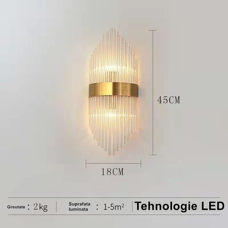 Aplica de Perete, Flippy, pentru Interior, din Otel Inoxidabil si Sticla, LED, Auriu, 45x18 cm-1