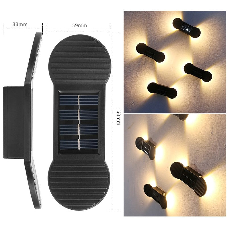 Aplica solara LED Flippy, ABS/Policarbonat, rezistenta la apa IP65, 2 LED-uri SMD, pentru perete, scari, 1.2V, 600mah, 16 x 5.9 x 3.3 cm, lumina alb cald, negru-1