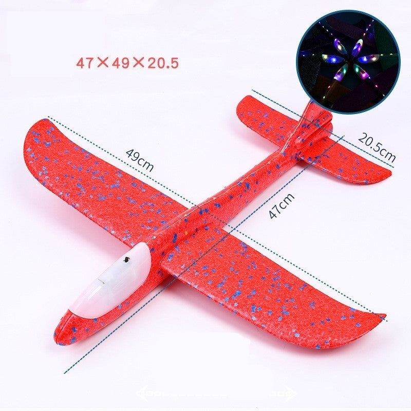Avion Planor cu Pilot, Flippy, Din Polistiren, Cu Lumini in Cabina Pilotului, Lungime 47 cm, Rosu-2
