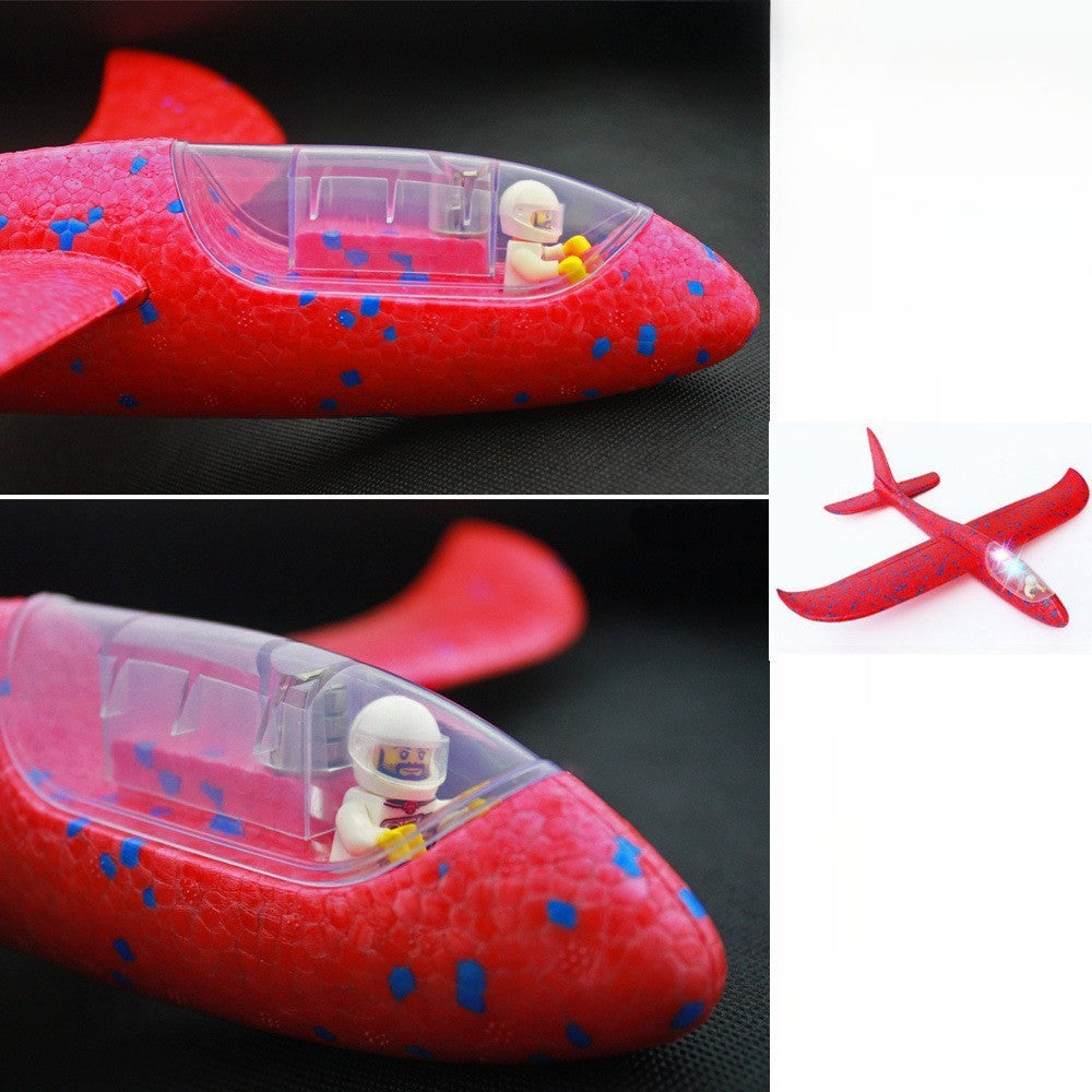Avion Planor cu Pilot, Flippy, Din Polistiren, Cu Lumini in Cabina Pilotului, Lungime 47 cm, Rosu-3
