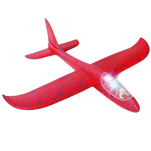Avion Planor cu Pilot, Flippy, Din Polistiren, Cu Lumini in Cabina Pilotului, Lungime 47 cm, Rosu-0