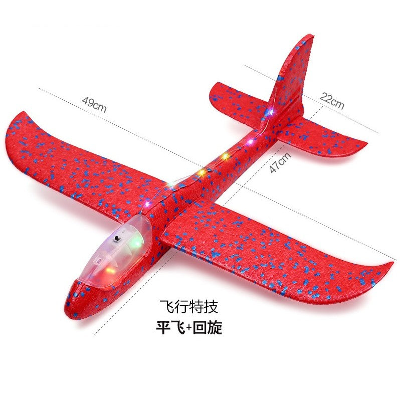 Avion planor din polistiren in punga , lungime 47 cm, cu lumini pe toata lungimea, Rosu , Flippy-4