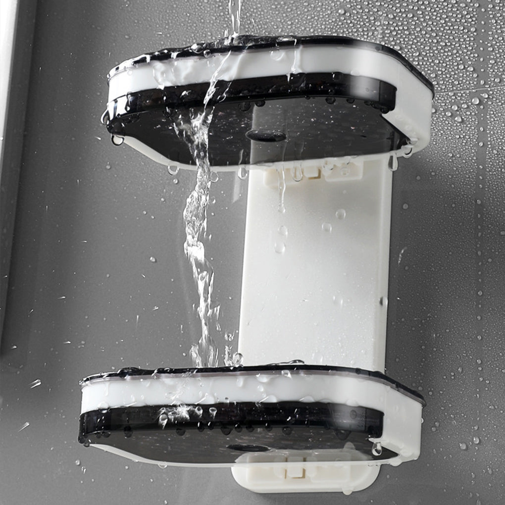 Organizator de bureți si sapun montat pe perete, rezistent la umiditate, cu tavă pentru scurgerea apei