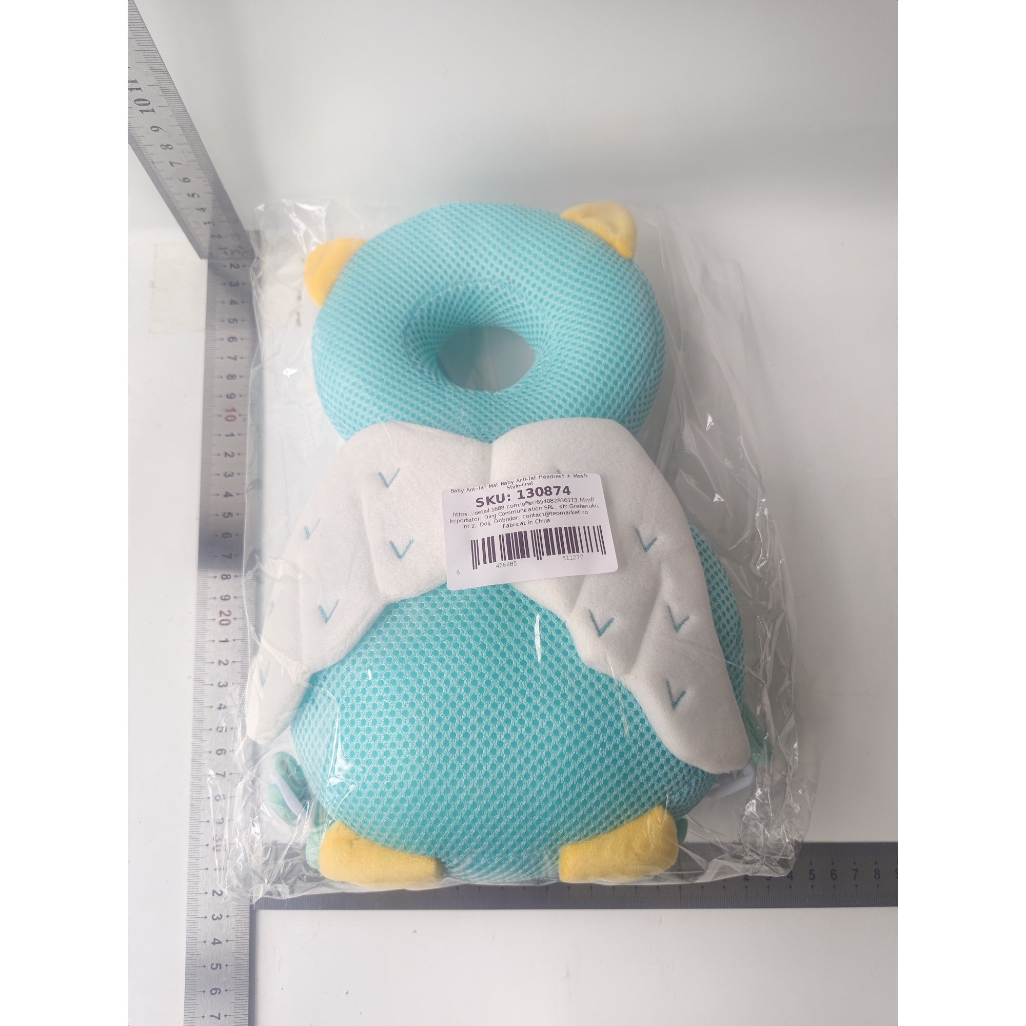 Pernă Anti-Cadere pentru Bebeluși, Flippy, Tetiera tip Bufnita de Plus, Albastru-1