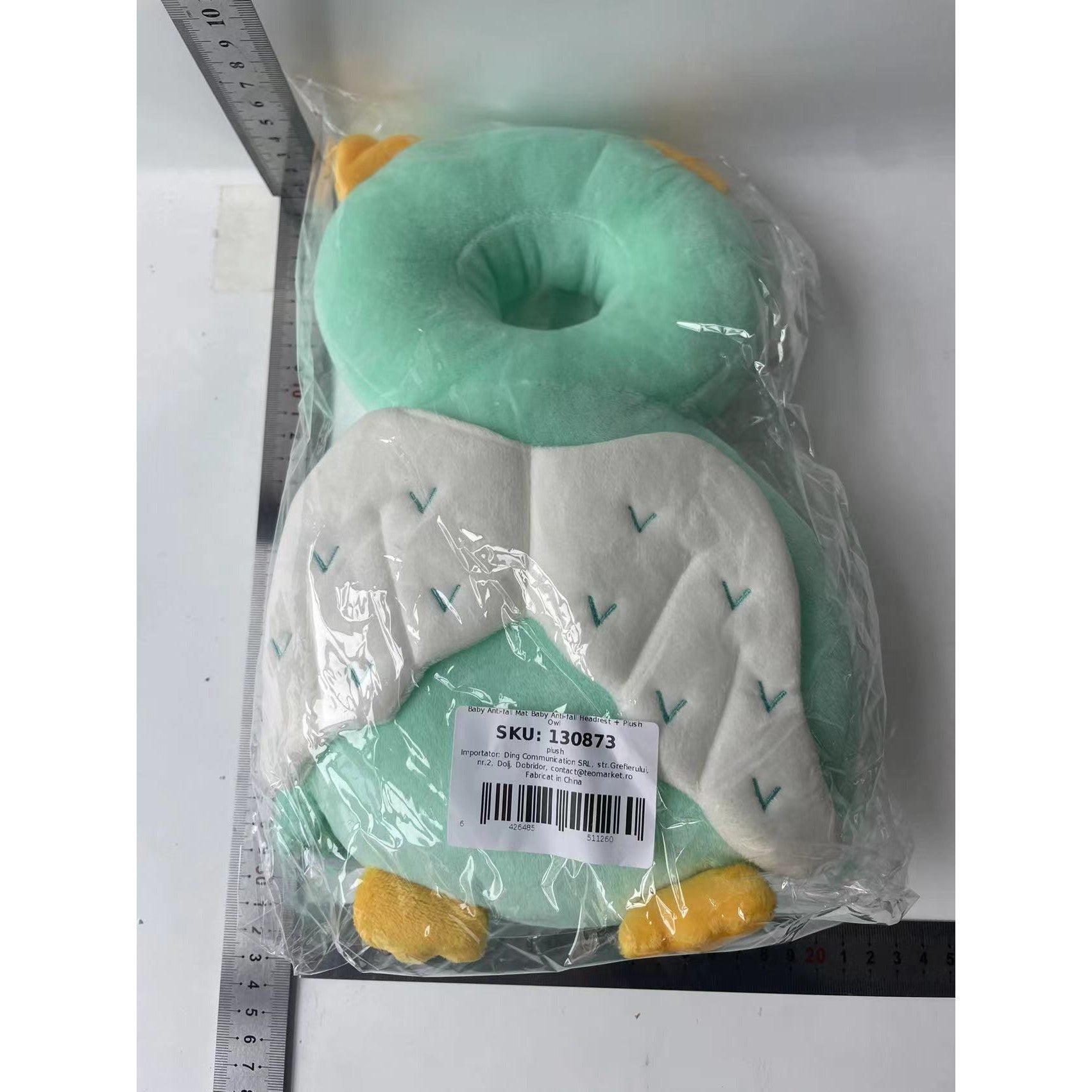 Pernă Anti-Cadere pentru Bebeluși, Flippy, Tetiera tip Bufnita de Plus, Verde-1