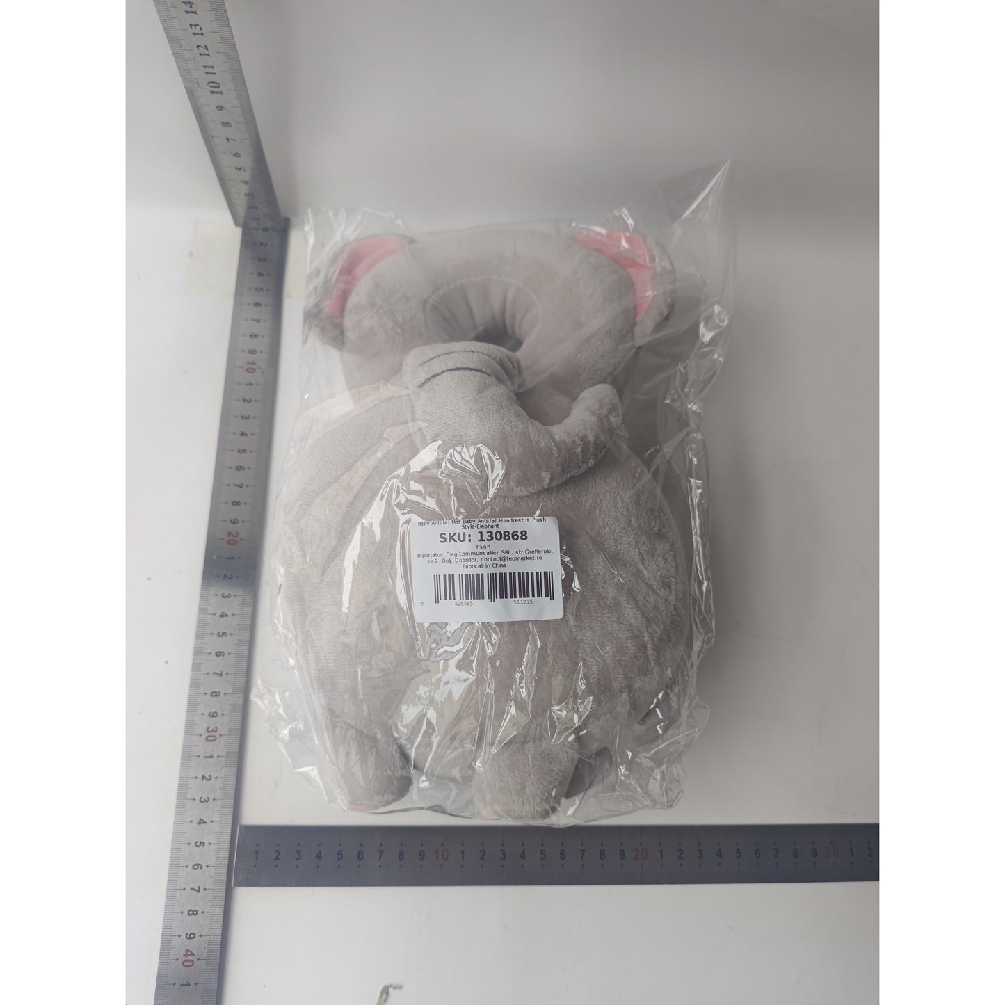 Pernă Anti-Cadere pentru Bebeluși, Flippy, Tetiera tip Elefant de Plus, Gri-1