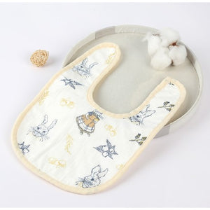 Baveta din Bumbac pentru Copii, Flippy, 0-12 Luni, 21x30 cm, Rezistenta la Apa, cu Capse, Model cu Iepurasi, Bej-0