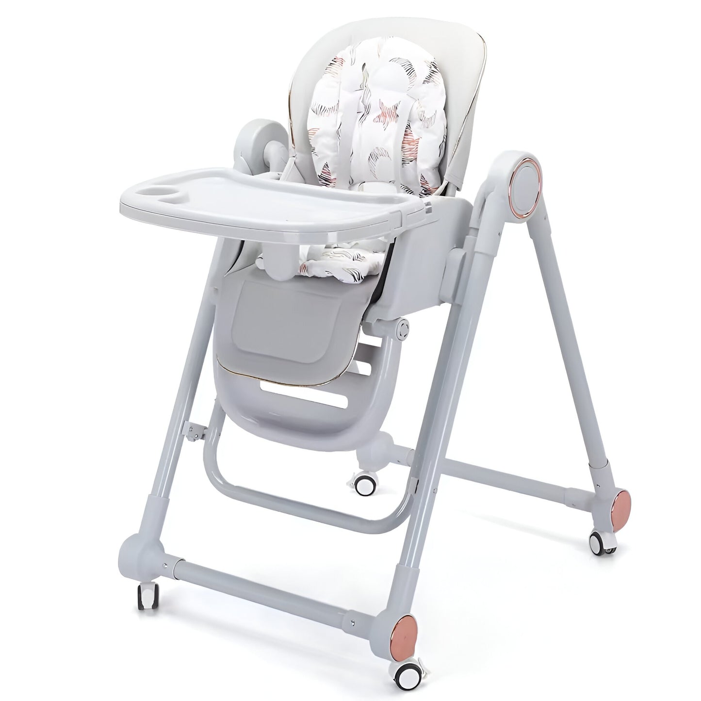 Scaun de Masa pentru Bebelusi si Copii, Flippy, Tavita si Husa Detasabile, Multifuncțional, Stabil, Centura de Siguranta, Inaltime Ajustabila, Spatar Reglabil Moale, Balansoar, de la 6 Luni, Gri-6