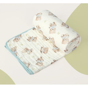 Prosop de baie din bumbac si tifon pentru Bebelusi, Flippy, cu Sase Straturi, pentru Copii, 110x110 cm, Model Ursuleti, Bej-0
