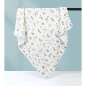 Prosop de baie din bumbac si tifon pentru Bebelusi, Flippy, cu Sase Straturi, pentru Copii, 110x110 cm, Model Unicorni, Bej-0