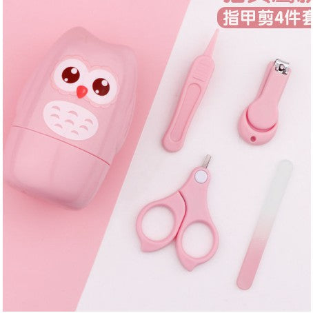 Set Ingrijire Unghii pentru Bebelusi, Flippy, Cutie de Depozitare in Forma de Bufnita, 11.5x5x11.5 cm, Roz-0