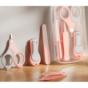 Set Ingrijire Unghii pentru Bebelusi, Flippy, Cutie de Depozitare Transparenta, 13.6x8x2 cm, Roz-0