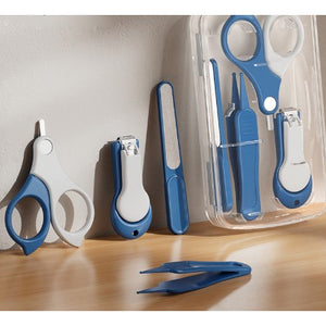 Set Ingrijire Unghii pentru Bebelusi, Flippy, Cutie de Depozitare Transparenta, 13.6x8x2 cm, Albastru-0