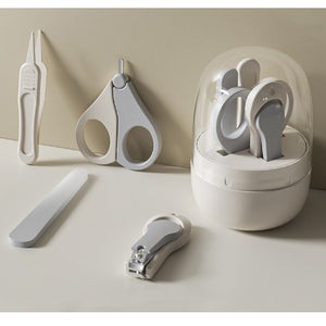 Set Ingrijire Unghii pentru Bebelusi, Flippy, Cutie de Depozitare in Forma de Borcan, 13.6x8x2 cm, Alb-Transparent-0