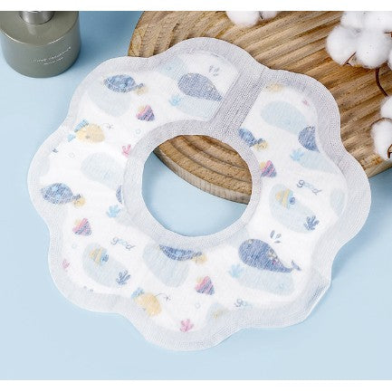 Set 10 Bavete de Unica Folosinta, Flippy, Model Animalute Marine, pentru Bebelusi, Alb Albastru-0