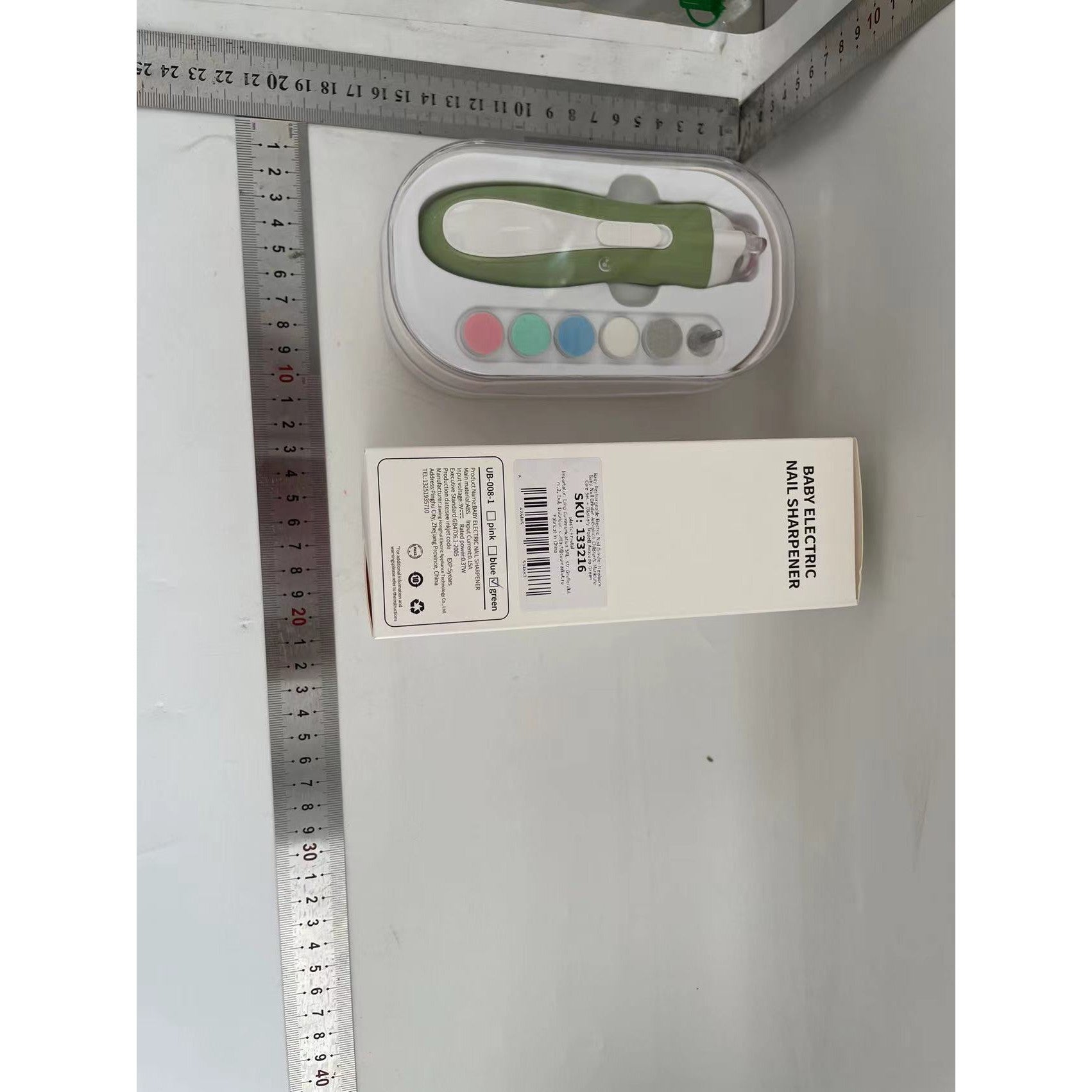 Set Pila Electrica pentru Copii si Bebelusi, Flippy, ABS, 6 Accesorii, cu Lumina LED, Verde-1
