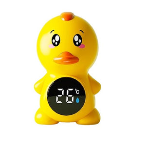 Termometru Electronic LED pentru Baie, Plutitor, Rezistent la apă, IPX7, Multifunctional, 3 Trepte de Temperatura, Model Ratusca, 12x7cm, Galben-0