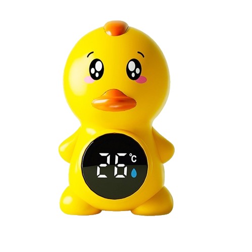 Termometru Electronic LED pentru Baie, Plutitor, Rezistent la apă, IPX7, Multifunctional, 3 Trepte de Temperatura, Model Ratusca, 12x7cm, Galben-0