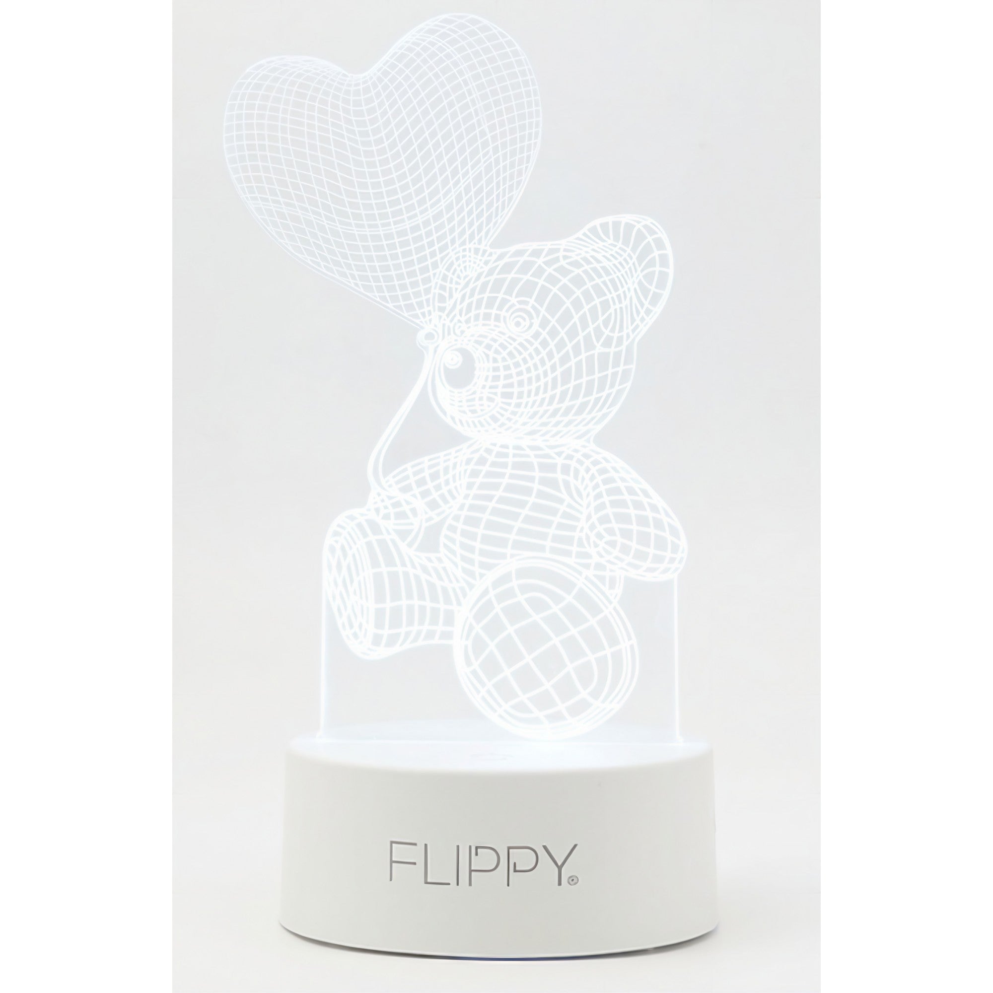 Lampa LED decorativa, Flippy, 3D, Ursulet cu balon inima, cu telecomanda, doua moduri de alimentare USB si baterii, 20 cm inaltime, din material acril si lumina multicolora, alb-5
