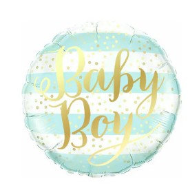 Balon din folie Baby Boy inscripție aurie 18 inch-0