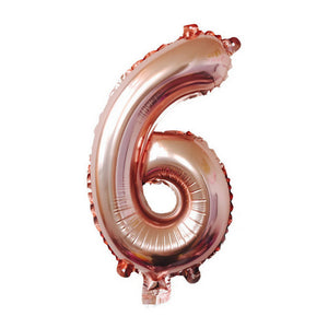 Balon din Folie Flippy, Cifra 6, 81 cm, Pentru Aer sau Heliu, Roz Auriu-0