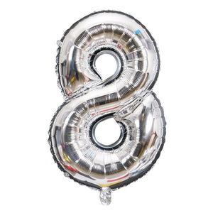 Balon din Folie Flippy, Cifra 8, 81 cm, Pentru Aer sau Heliu, Argintiu-0