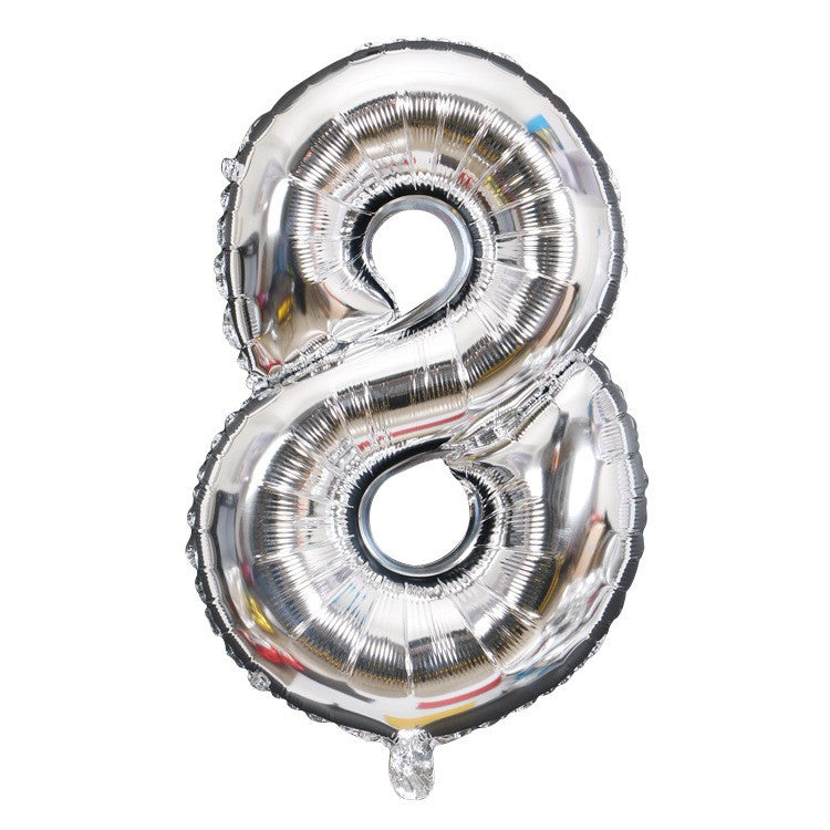Balon din Folie Flippy, Cifra 8, 81 cm, Pentru Aer sau Heliu, Argintiu-0