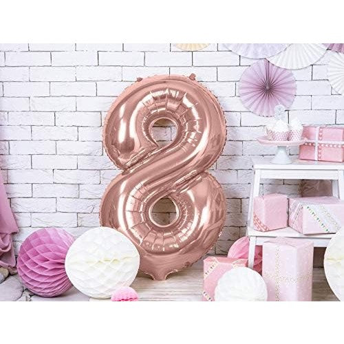 Balon din Folie Flippy, Cifra 8, 81 cm, Pentru Aer sau Heliu, Roz Auriu-3
