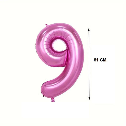 Balon din Folie Flippy, Cifra 9, 81 cm, Pentru Aer sau Heliu, Mov-1