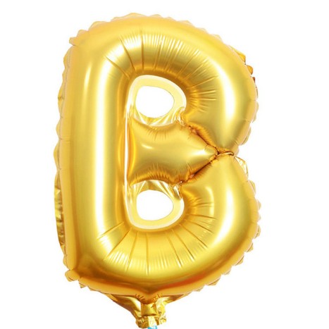 Balon din folie metalizata, Flippy, 80 cm, Auriu, Ambalaj Individual, Pai Inclus, Litera B-0