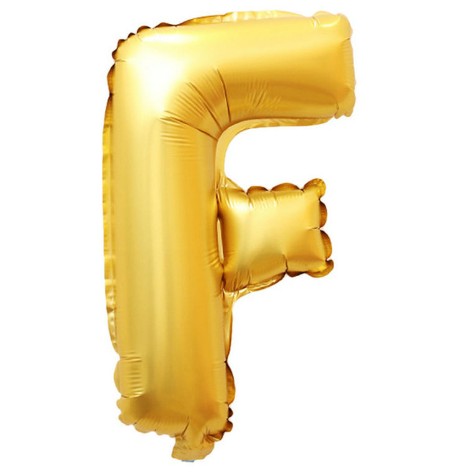 Balon din folie metalizata, Flippy, 80 cm, Auriu, Ambalaj Individual, Pai Inclus, Litera F-0