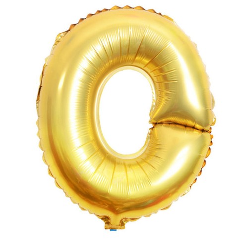 Balon din folie metalizata, Flippy, 80 cm, Auriu, Ambalaj Individual, Pai Inclus, Litera O-0