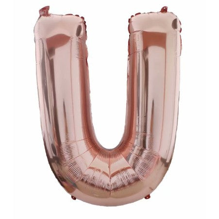 Balon din folie metalizata, 80 cm, Rose Gold, Litera U-0