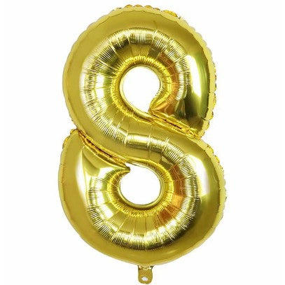 Balon din folie metalizata, Balon aniversar, 40 cm, Gold, Cifra 8-0