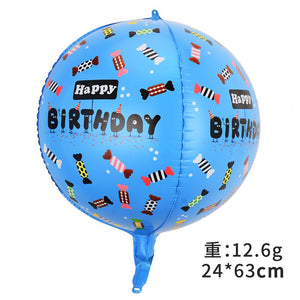 Balon din folie metalizata, Balon aniversar 4D, Model Happy Birthday, 63x24 cm, Albastru-0