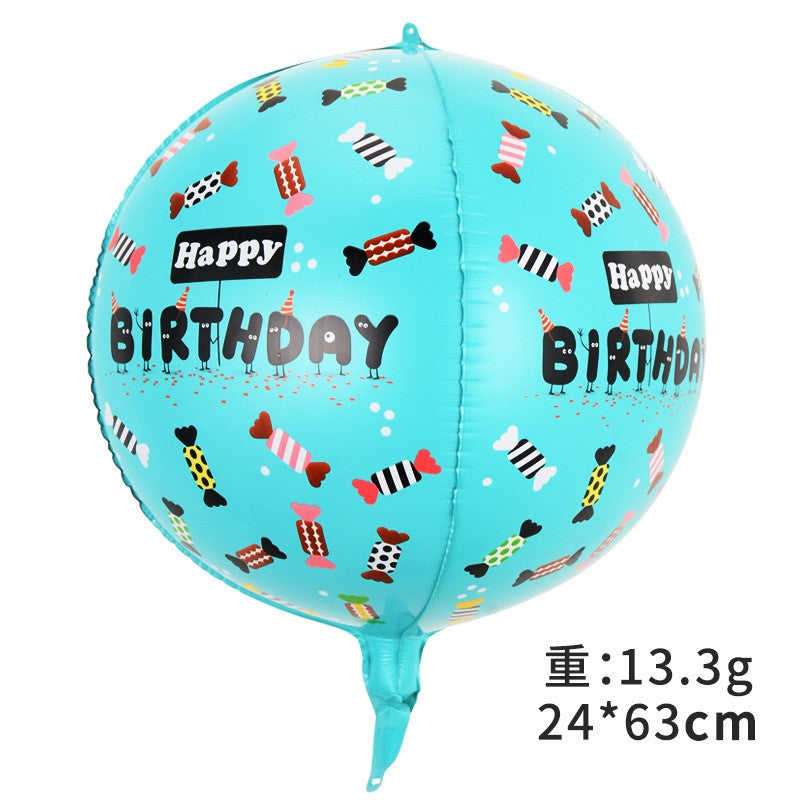 Balon din folie metalizata, Balon aniversar 4D, Model Happy Birthday, 63x24 cm, Blue-0