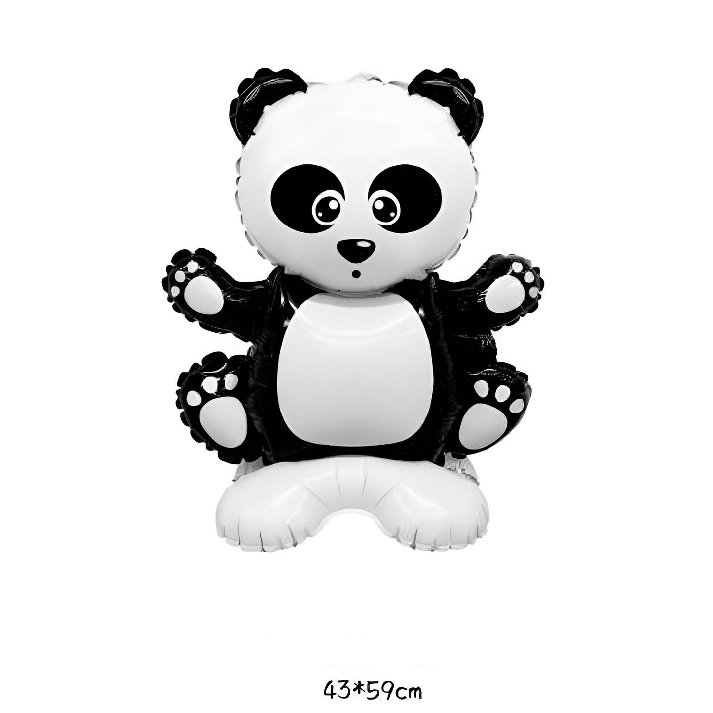 Balon din Folie Metalizata, Flippy, Figurine Animăluțe, Model Panda, 43x59cm, Ambalaj Individual, Pai Inclus, Alb Negru-1