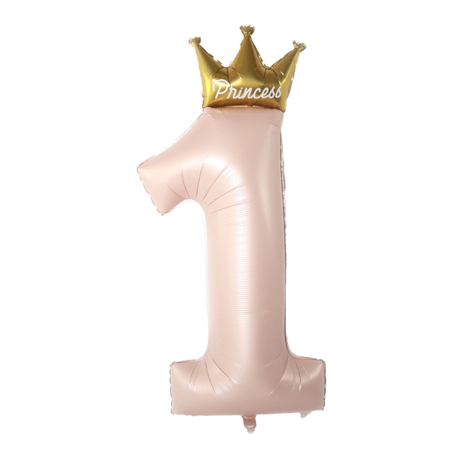 Balon din Folie Metalizata, Flippy, Figurina Cifra 1, Model Coroana Printesa, 91 cm, Ambalaj Individual, Pai inclus, Umflare cu Aer sau Heliu, Roz-0