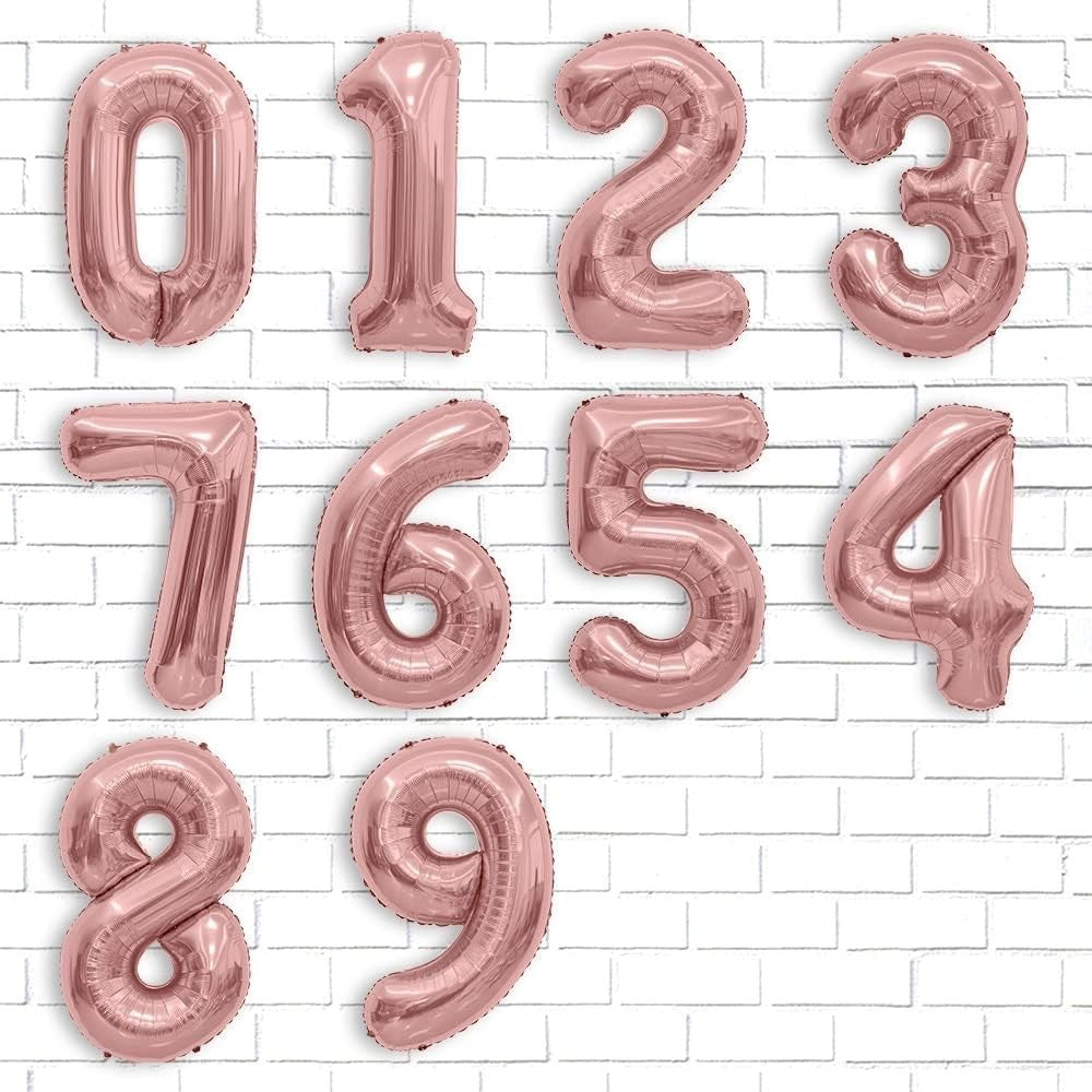 Balon din Folie Metalizata Flippy, Figurina Cifra, Tema Aniversare 100 cm, Ambalaj Individual, Pai inclus, Umflare cu Aer sau Heliu, Coral, Rose Gold, Cifra 8-5