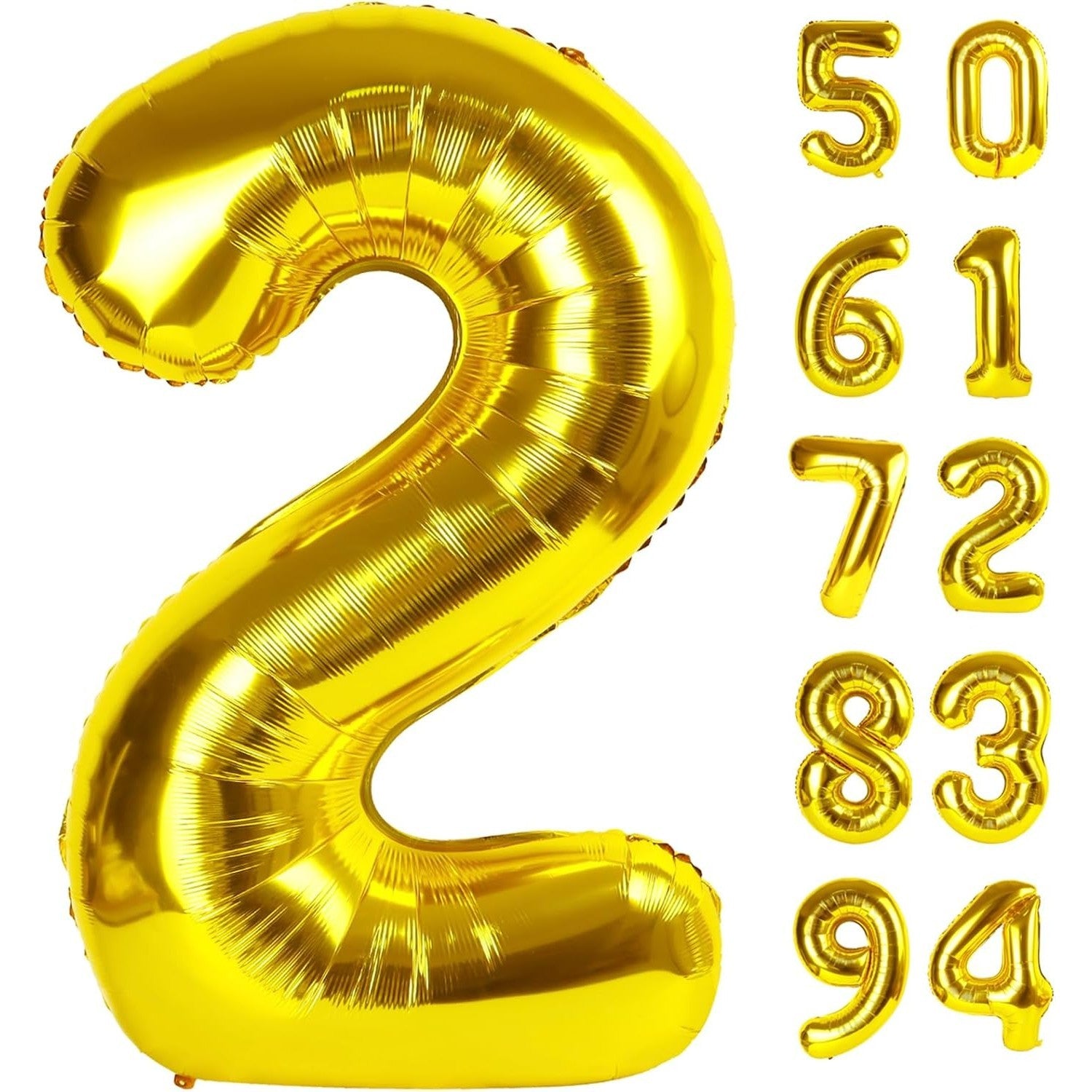 Balon din Folie Metalizata Flippy, Figurina Cifra, Tema Aniversare 100 cm, Ambalaj Individual, Pai inclus, Umflare cu Aer sau Heliu, Auriu, Cifra 2-9