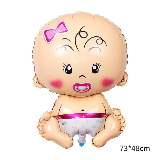 Balon din Folie Metalizata, Flippy, Figurina Fetita, Tema Botez, 73x48 cm, Ambalaj Individual, Pai Inclus, Umflare cu Aer sau Heliu, Roz-1