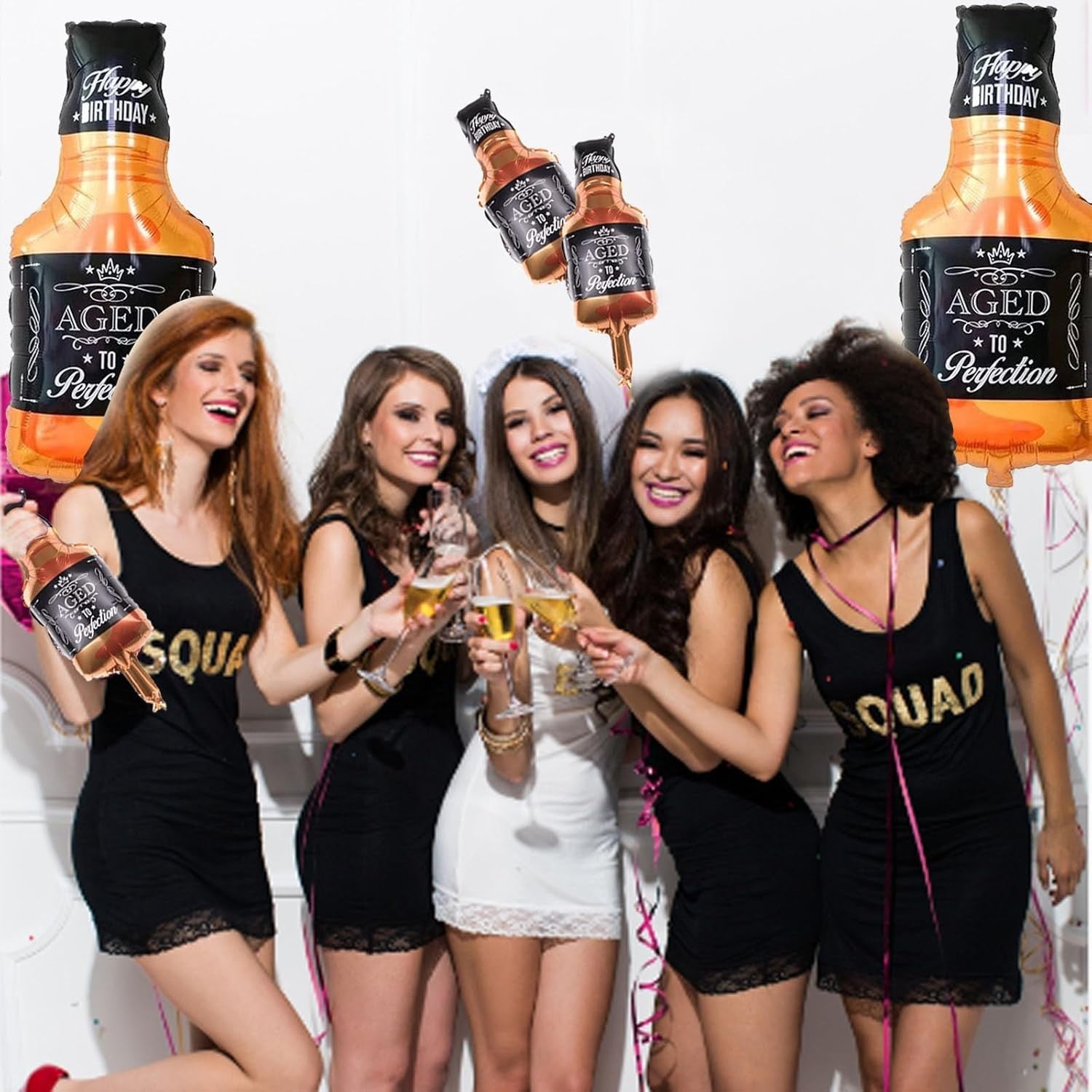 Balon din Folie Metalizata, Flippy, Figurina Sticla de Whisky, Tema Aniversare, 90x45 cm, Ambalaj Individual, Pai Inclus, Umflare cu Aer sau Heliu, Maro-2