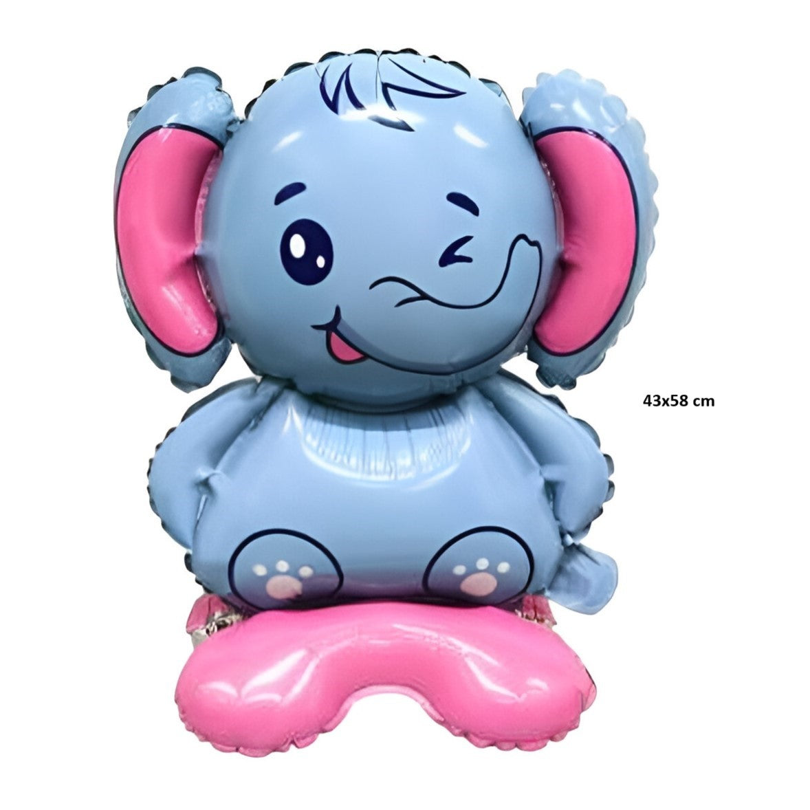Balon din Folie Metalizata, Flippy, Figurine Animăluțe, Model Elefant, 43x58cm, Ambalaj Individual, Pai Inclus, Multicolor-1