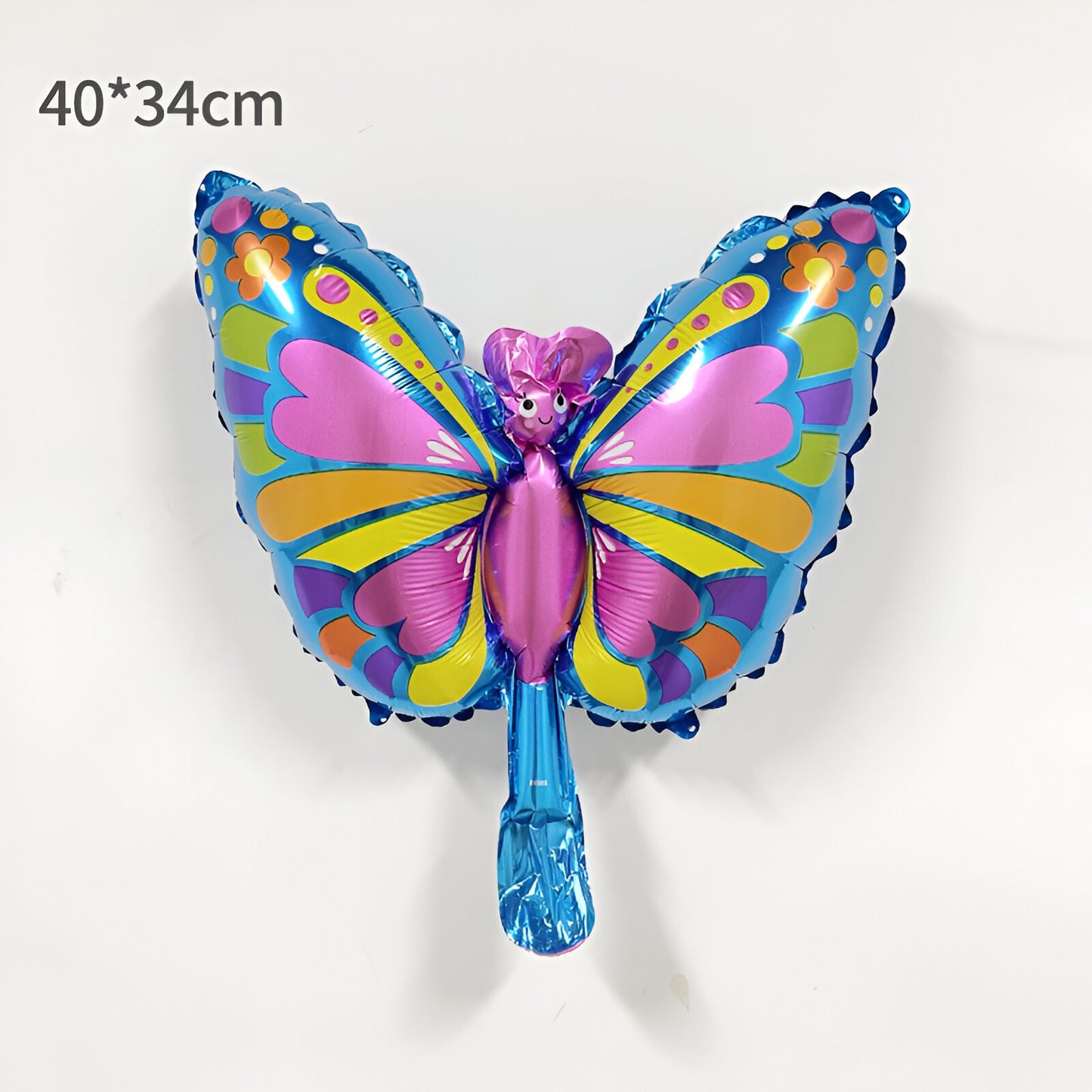Balon din Folie Metalizata Flippy, Mini Figurine, Model Fluturaș, 40x34cm, Ambalaj Individual, Pai Inclus, Multicolor-1